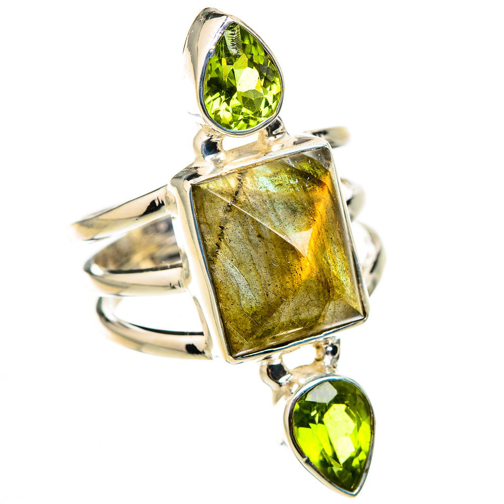 Labradorite, Peridot Rings handcrafted by Ana Silver Co - RING127069 - Photo 2