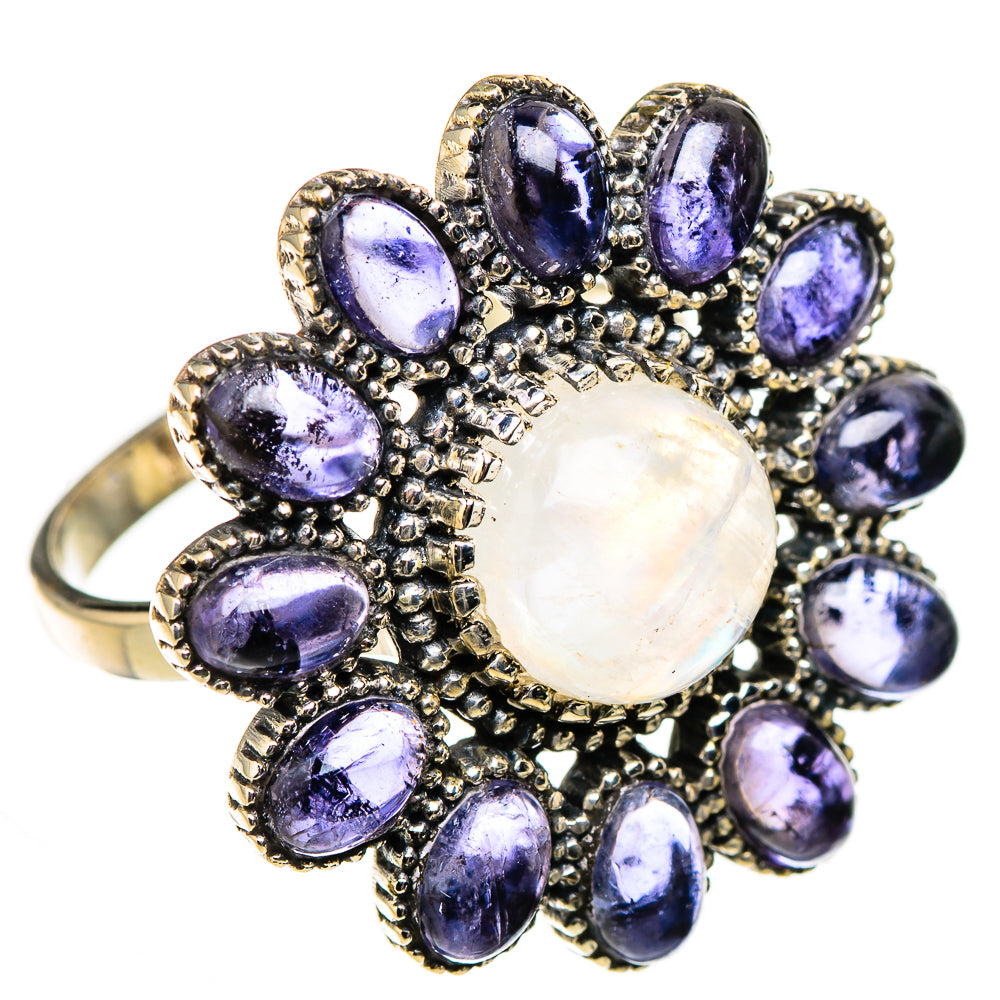 Rainbow Moonstone, Tanzanite Rings handcrafted by Ana Silver Co - RING127074 - Photo 2
