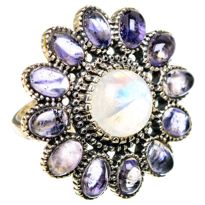 Rainbow Moonstone, Tanzanite Rings handcrafted by Ana Silver Co - RING127076 - Photo 2