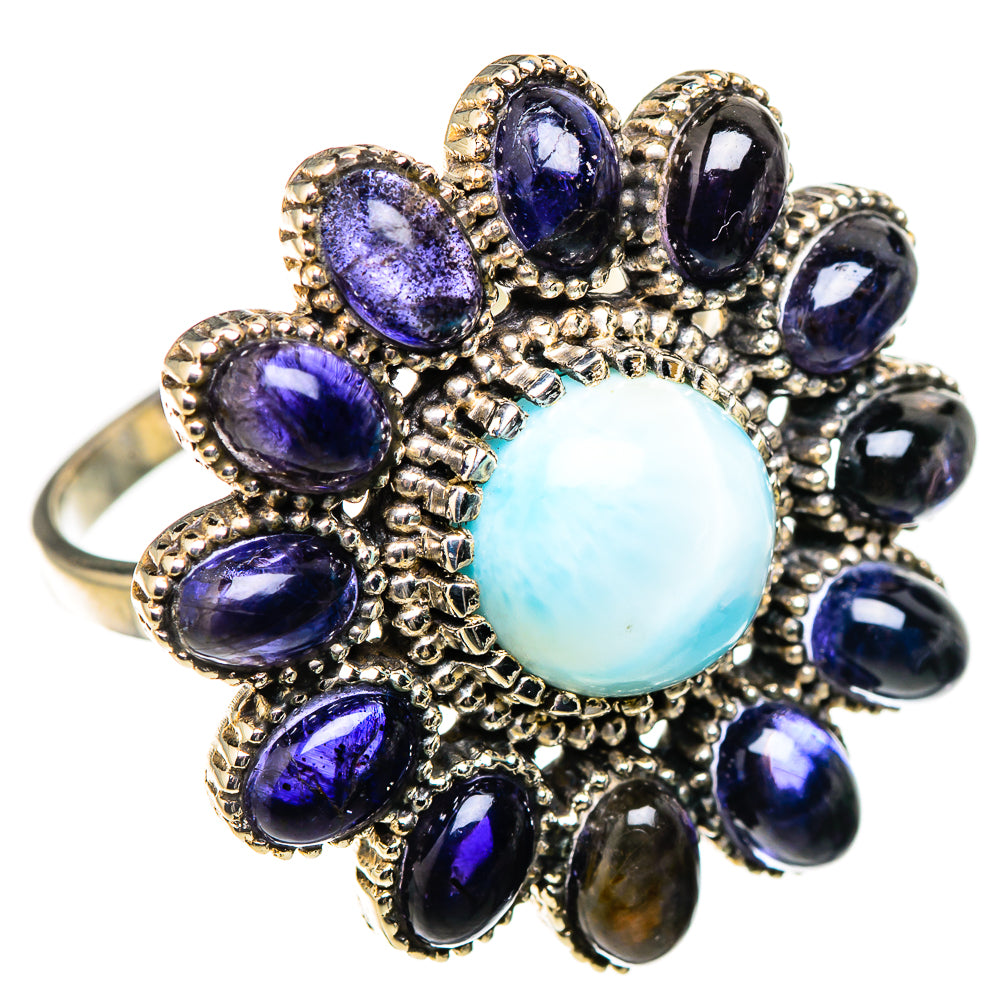 Larimar, Tanzanite Rings handcrafted by Ana Silver Co - RING127081 - Photo 2