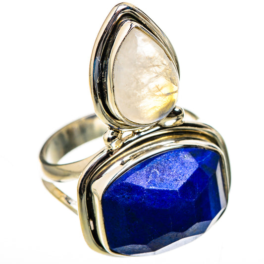 Lapis Lazuli, Rainbow Moonstone Rings handcrafted by Ana Silver Co - RING127082 - Photo 2