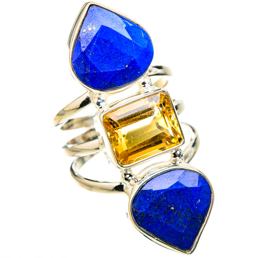 Lapis Lazuli, Citrine Rings handcrafted by Ana Silver Co - RING127083 - Photo 2