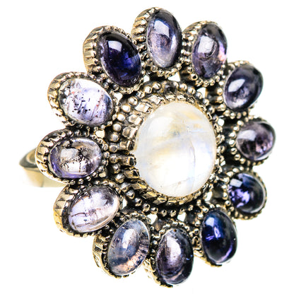 Rainbow Moonstone, Tanzanite Rings handcrafted by Ana Silver Co - RING127086 - Photo 2