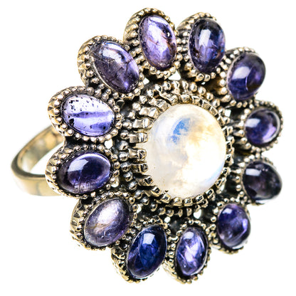 Rainbow Moonstone, Tanzanite Rings handcrafted by Ana Silver Co - RING127088 - Photo 2