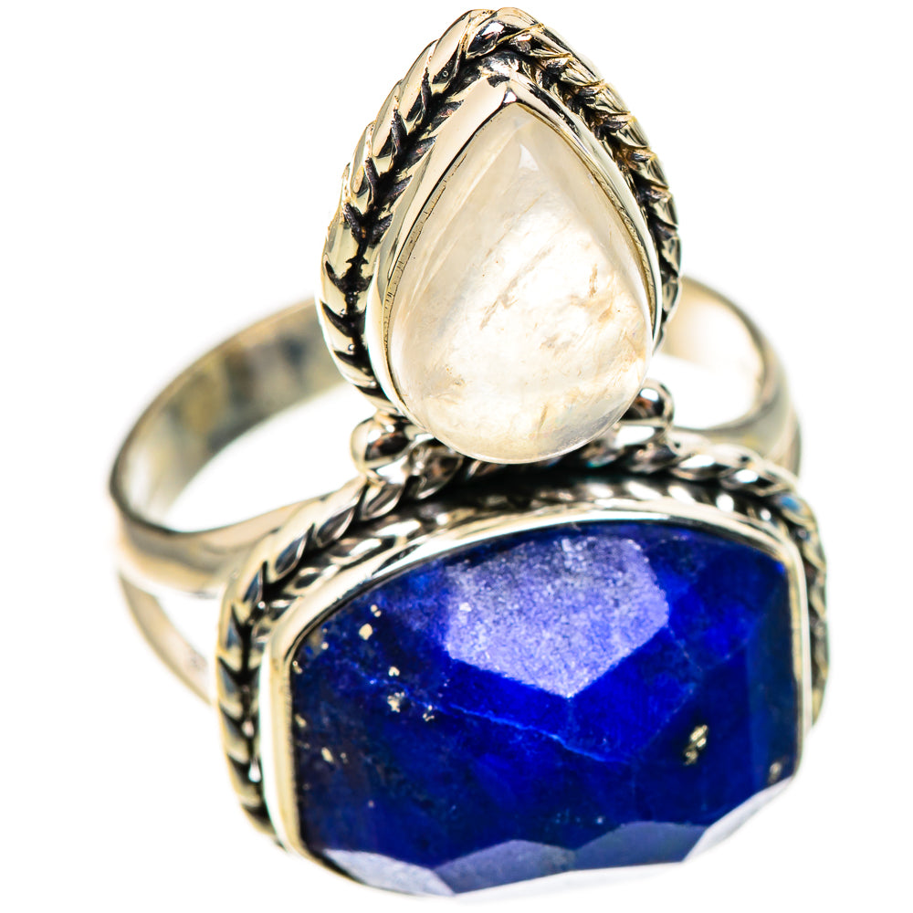 Lapis Lazuli, Rainbow Moonstone Rings handcrafted by Ana Silver Co - RING127093 - Photo 2