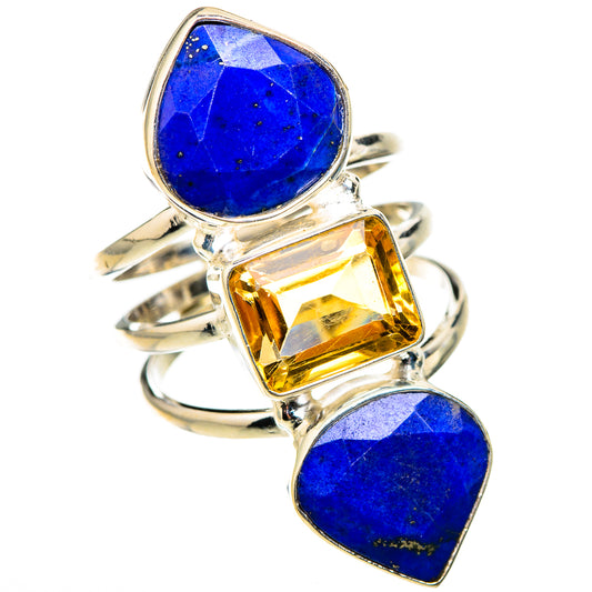 Lapis Lazuli, Citrine Rings handcrafted by Ana Silver Co - RING127094 - Photo 2