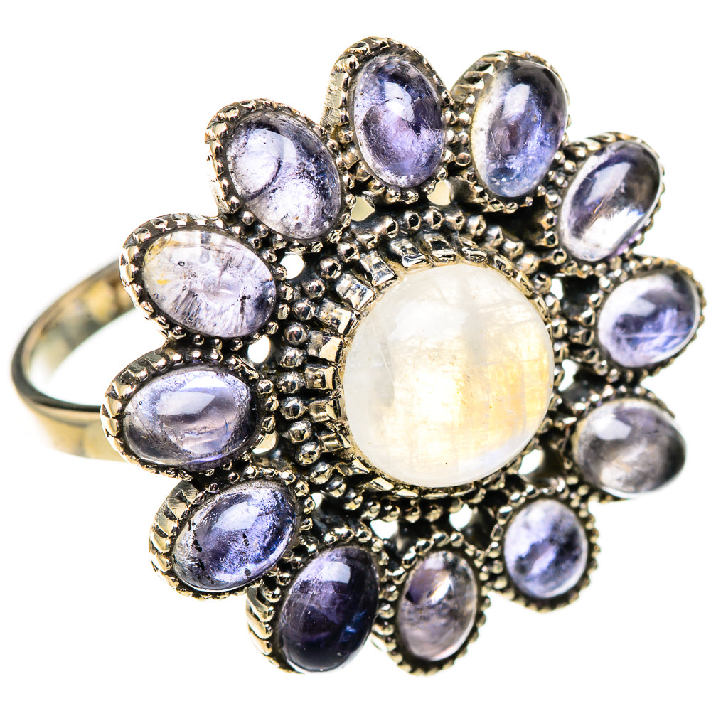 Rainbow Moonstone, Tanzanite Rings handcrafted by Ana Silver Co - RING127095 - Photo 2