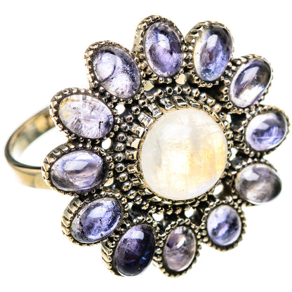 Rainbow Moonstone, Tanzanite Rings handcrafted by Ana Silver Co - RING127095 - Photo 2