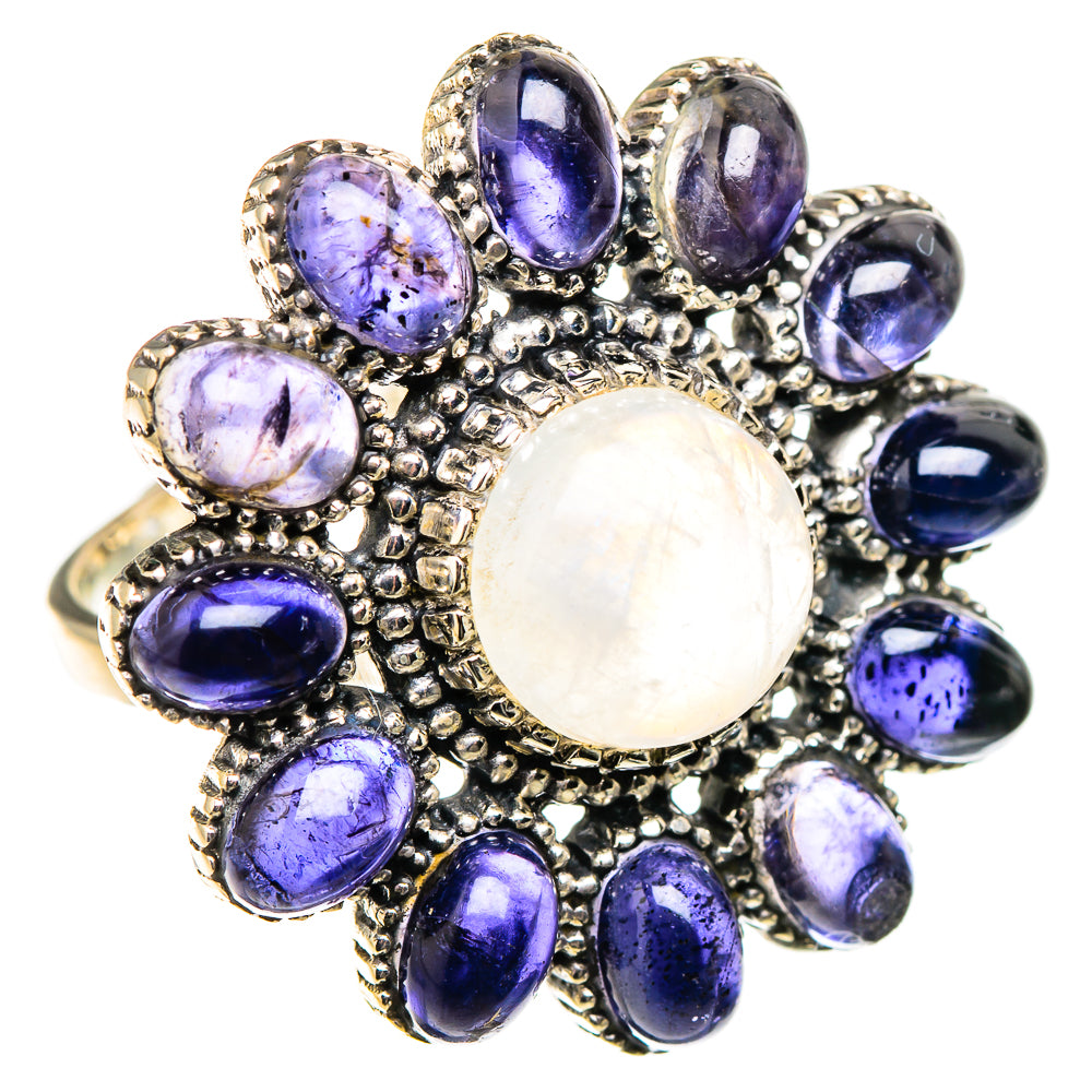 Rainbow Moonstone, Tanzanite Rings handcrafted by Ana Silver Co - RING127097 - Photo 2