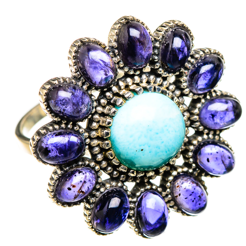 Larimar, Tanzanite Rings handcrafted by Ana Silver Co - RING127100 - Photo 2