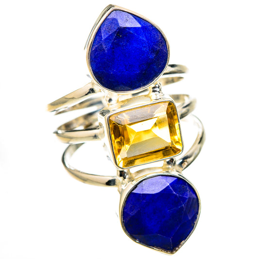 Lapis Lazuli, Citrine Rings handcrafted by Ana Silver Co - RING127103 - Photo 2
