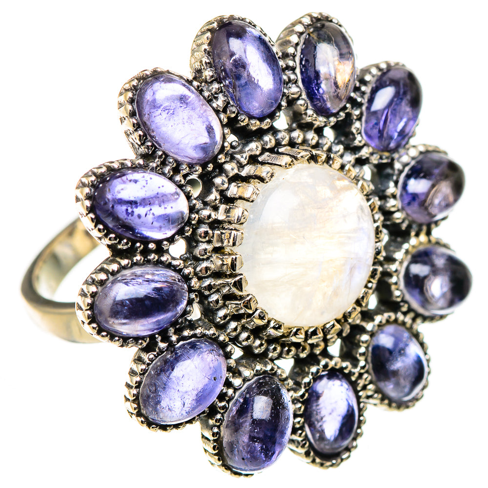 Rainbow Moonstone, Tanzanite Rings handcrafted by Ana Silver Co - RING127106 - Photo 2