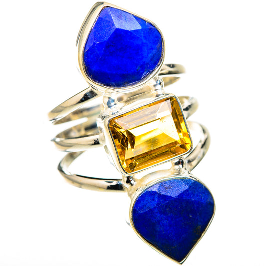 Lapis Lazuli, Citrine Rings handcrafted by Ana Silver Co - RING127108 - Photo 2