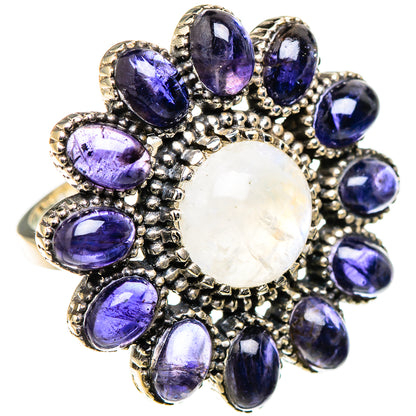 Rainbow Moonstone, Tanzanite Rings handcrafted by Ana Silver Co - RING127111 - Photo 2
