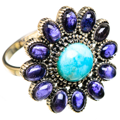 Larimar, Tanzanite Rings handcrafted by Ana Silver Co - RING127114 - Photo 2