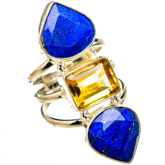 Lapis Lazuli, Citrine Rings handcrafted by Ana Silver Co - RING127115 - Photo 2