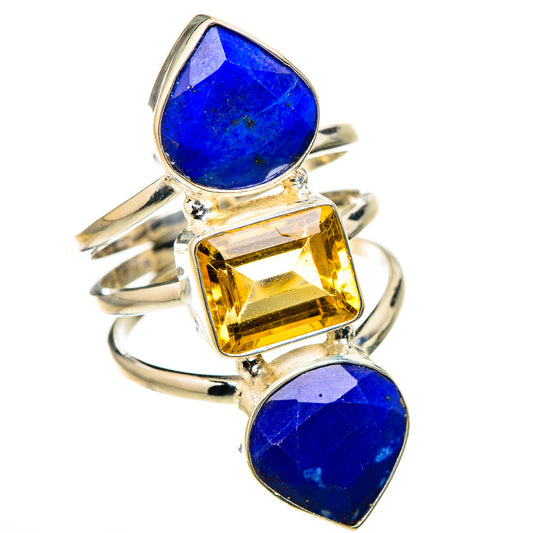Lapis Lazuli, Citrine Rings handcrafted by Ana Silver Co - RING127122 - Photo 2