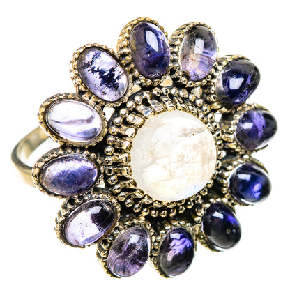Rainbow Moonstone, Tanzanite Rings handcrafted by Ana Silver Co - RING127125 - Photo 2