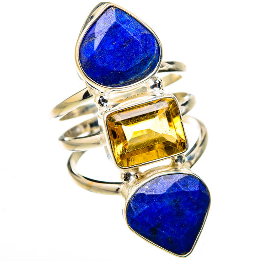 Lapis Lazuli, Citrine Rings handcrafted by Ana Silver Co - RING127129 - Photo 2
