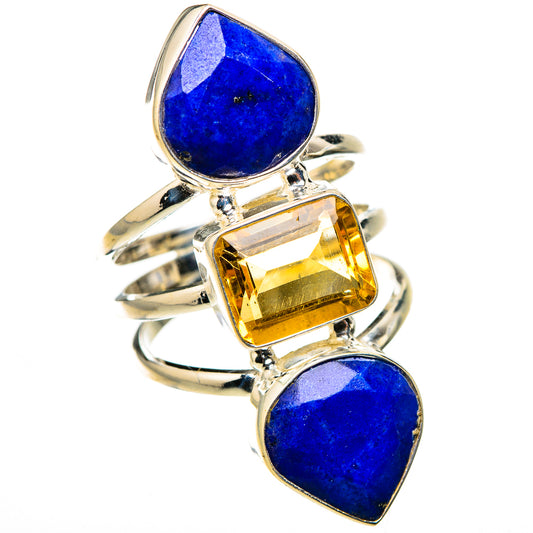 Lapis Lazuli, Citrine Rings handcrafted by Ana Silver Co - RING127130 - Photo 2