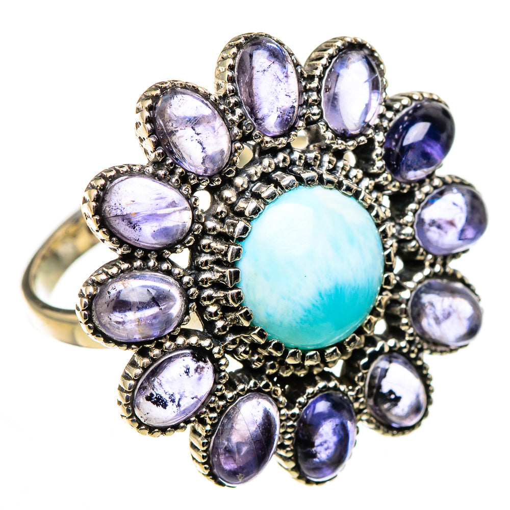 Larimar, Tanzanite Rings handcrafted by Ana Silver Co - RING127133 - Photo 2