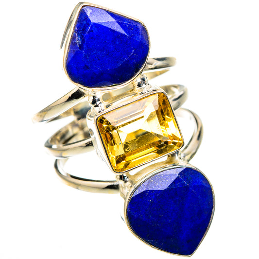 Lapis Lazuli, Citrine Rings handcrafted by Ana Silver Co - RING127134 - Photo 2