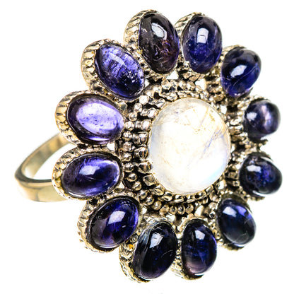 Rainbow Moonstone, Tanzanite Rings handcrafted by Ana Silver Co - RING127136 - Photo 2
