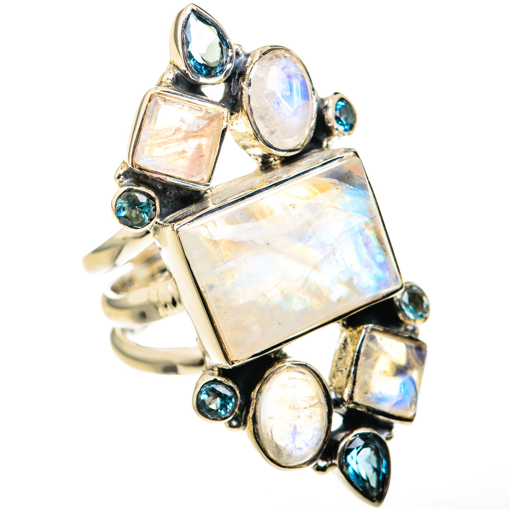 Rainbow Moonstone Rings handcrafted by Ana Silver Co - RING127169 - Photo 2