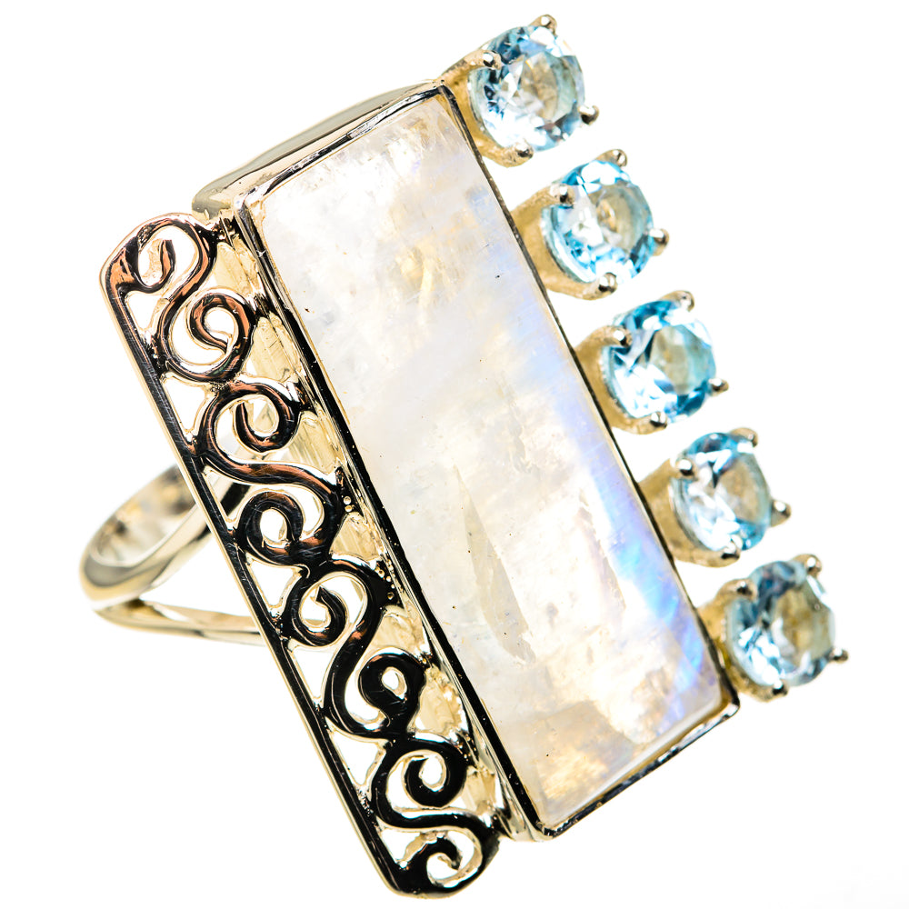 Rainbow Moonstone Rings handcrafted by Ana Silver Co - RING127176 - Photo 2