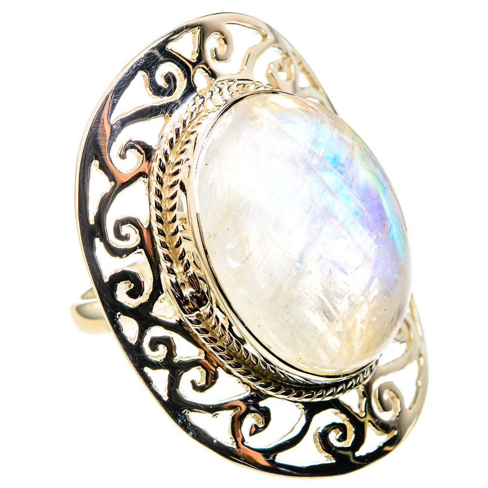 Rainbow Moonstone Rings handcrafted by Ana Silver Co - RING127178 - Photo 2
