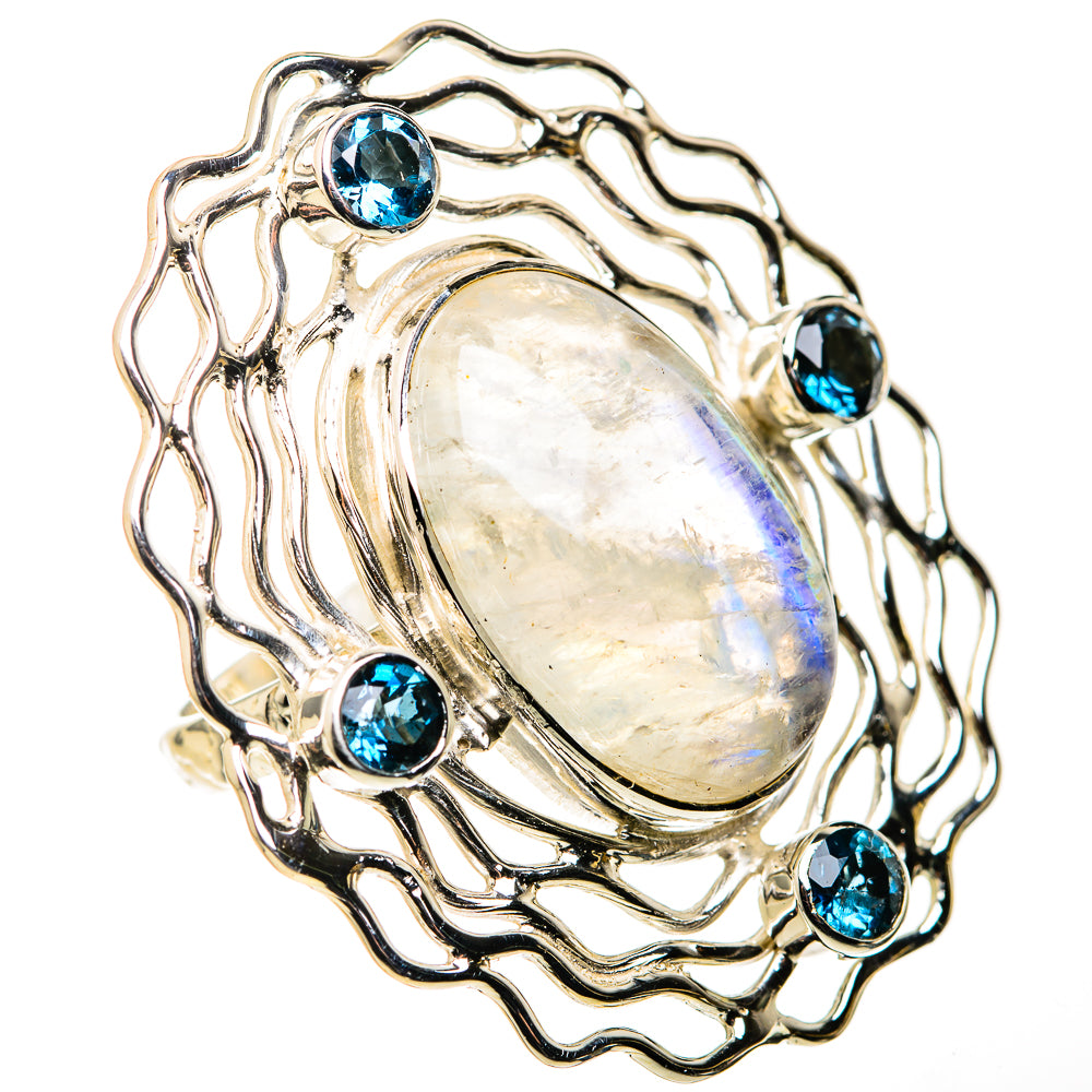 Rainbow Moonstone Rings handcrafted by Ana Silver Co - RING127179 - Photo 2