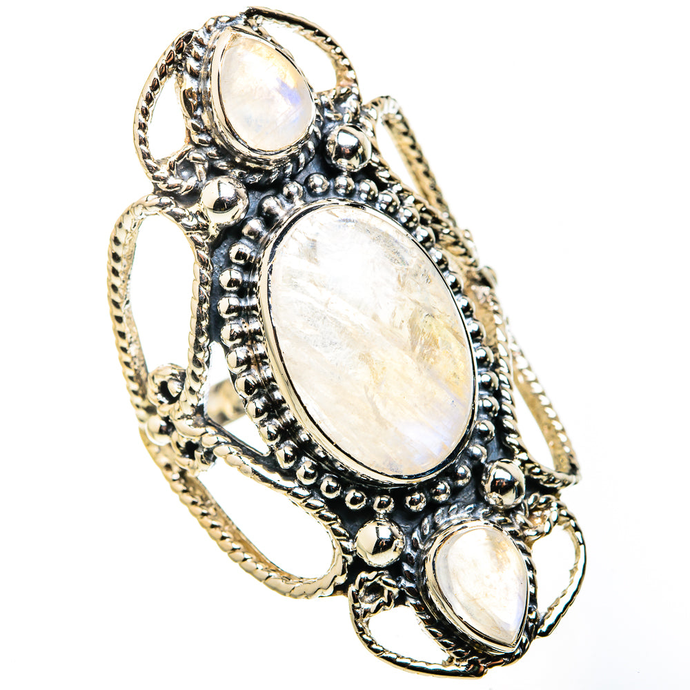 Rainbow Moonstone Rings handcrafted by Ana Silver Co - RING127197 - Photo 2