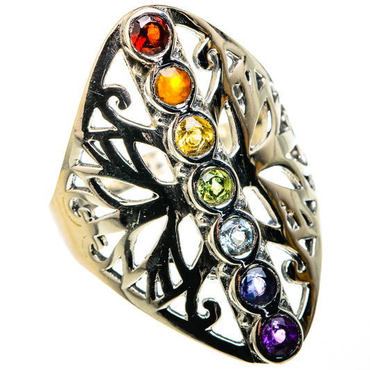 Multi-Stone Rainbow Chakra Rings handcrafted by Ana Silver Co - RING127224 - Photo 2
