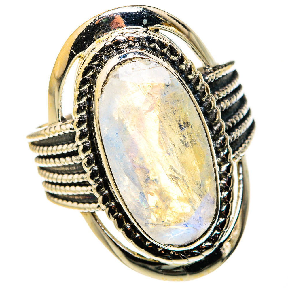 Rainbow Moonstone Rings handcrafted by Ana Silver Co - RING127246 - Photo 2