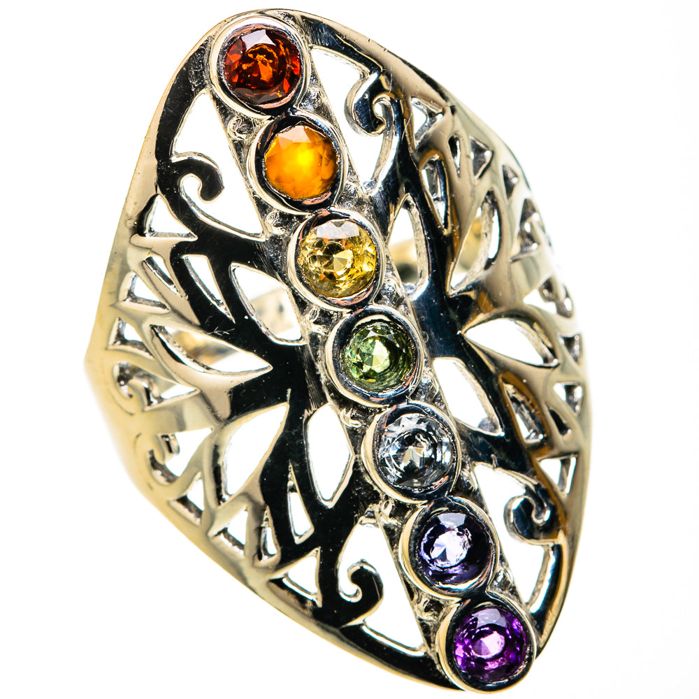 Multi-Stone Rainbow Chakra Rings handcrafted by Ana Silver Co - RING127249 - Photo 2