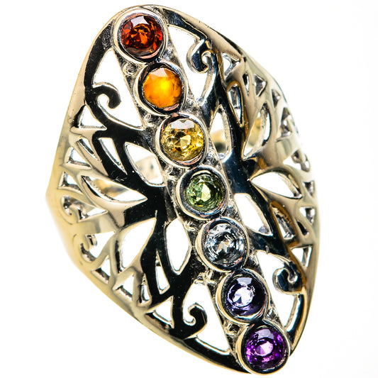 Multi-Stone Rainbow Chakra Rings handcrafted by Ana Silver Co - RING127249 - Photo 2