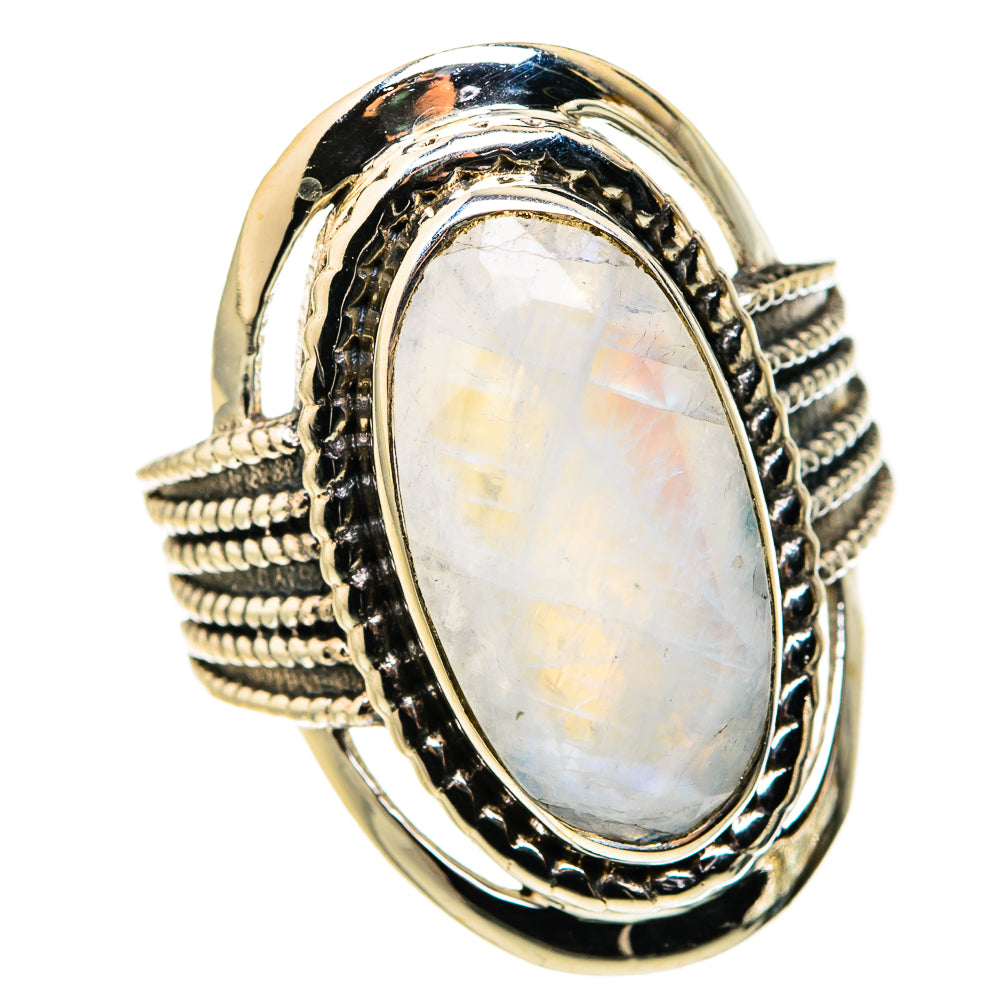 Rainbow Moonstone Rings handcrafted by Ana Silver Co - RING127267 - Photo 2