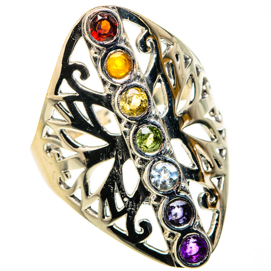 Multi-Stone Rainbow Chakra Rings handcrafted by Ana Silver Co - RING127268 - Photo 2