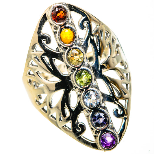 Multi-Stone Rainbow Chakra Rings handcrafted by Ana Silver Co - RING127285 - Photo 2