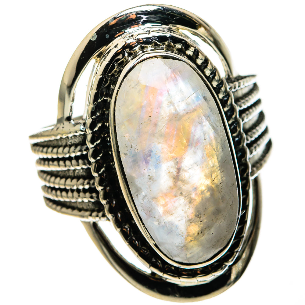 Rainbow Moonstone Rings handcrafted by Ana Silver Co - RING127302 - Photo 2