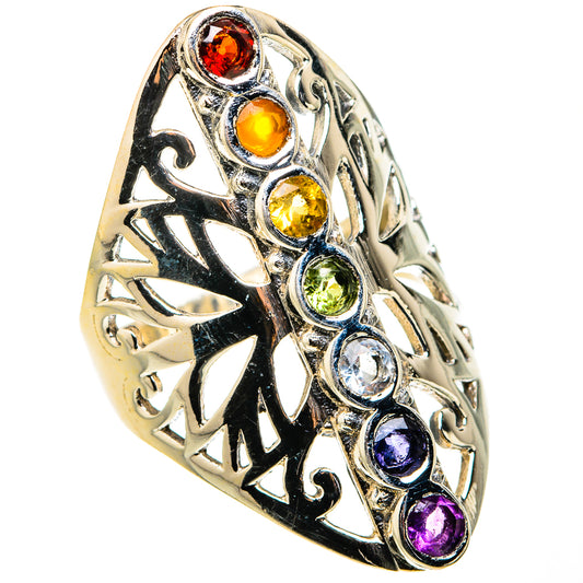 Multi-Stone Rainbow Chakra Rings handcrafted by Ana Silver Co - RING127322 - Photo 2