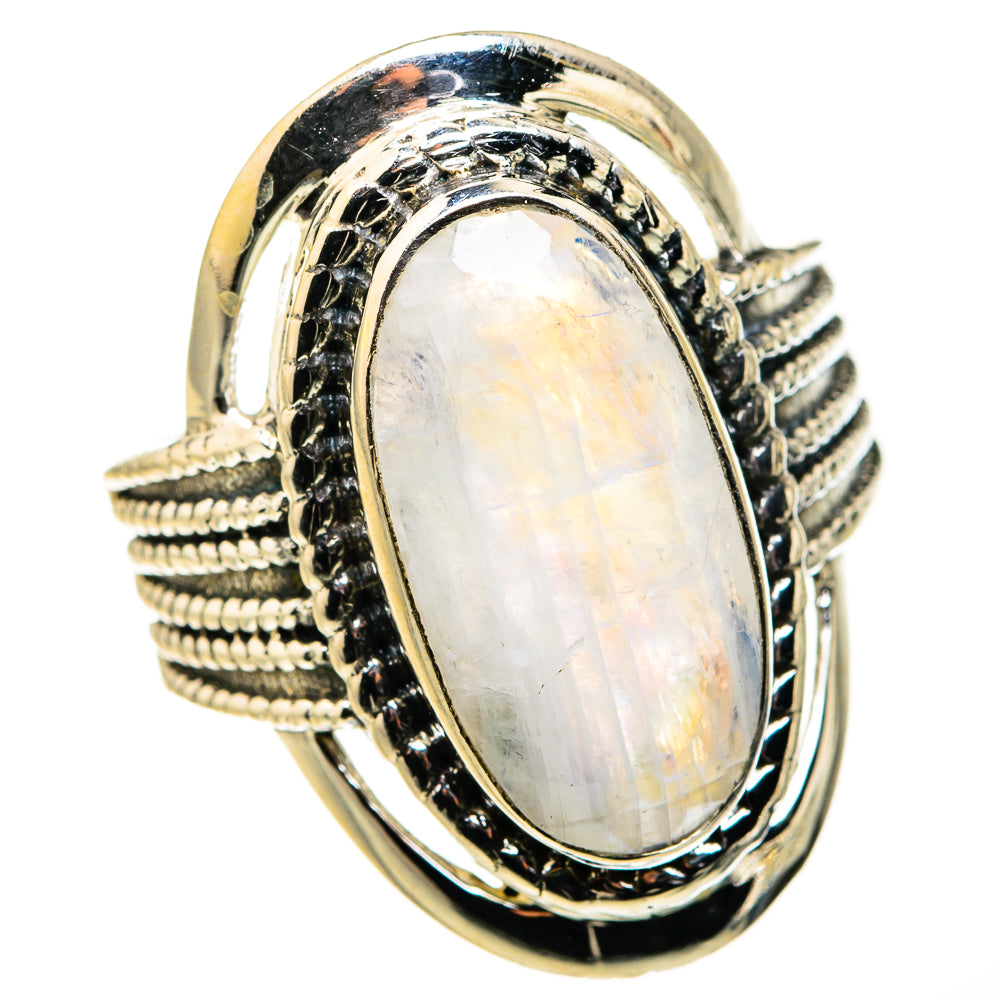 Rainbow Moonstone Rings handcrafted by Ana Silver Co - RING127356 - Photo 2