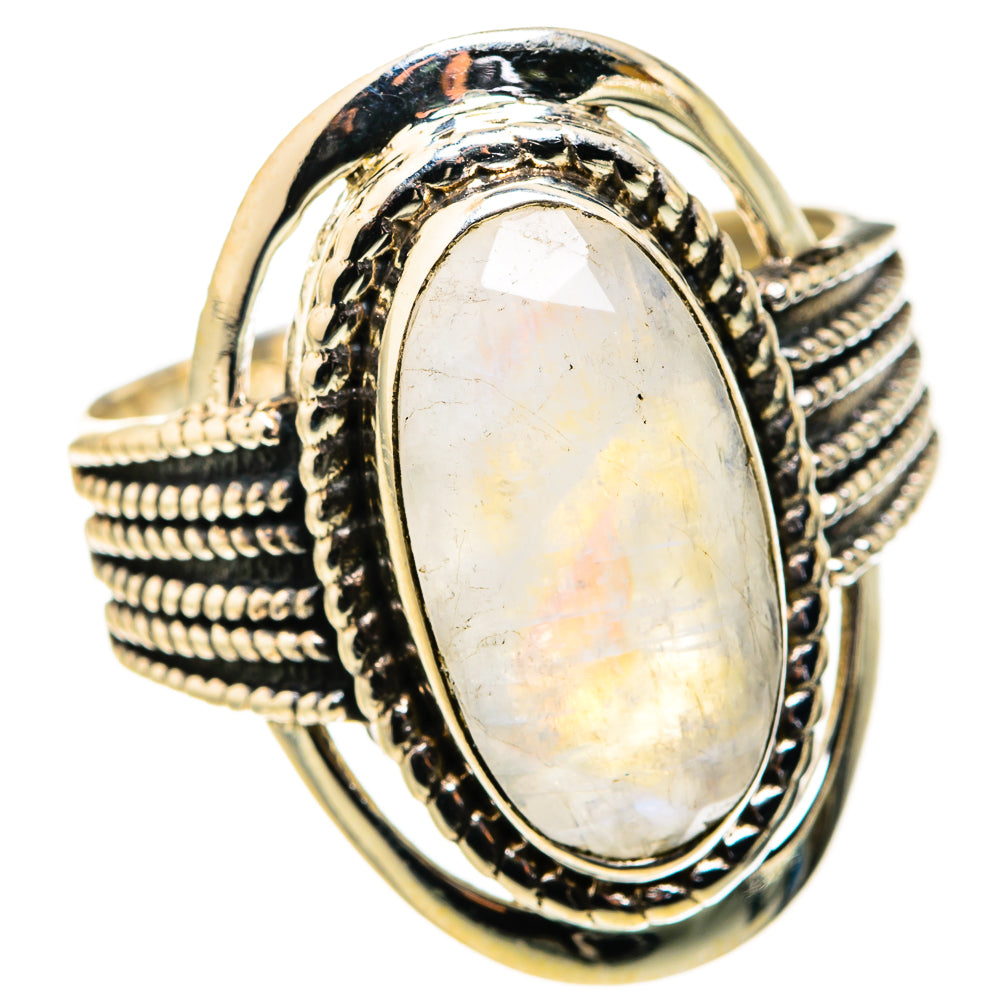 Rainbow Moonstone Rings handcrafted by Ana Silver Co - RING127369 - Photo 2