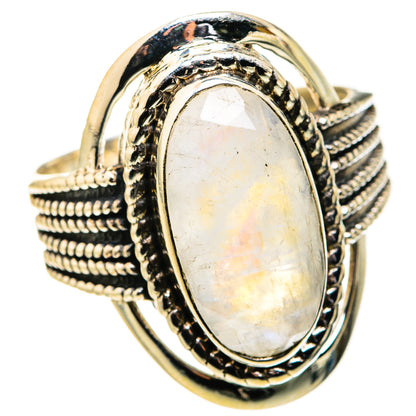 Rainbow Moonstone Rings handcrafted by Ana Silver Co - RING127369 - Photo 2