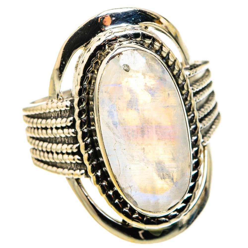 Rainbow Moonstone Rings handcrafted by Ana Silver Co - RING127381 - Photo 2