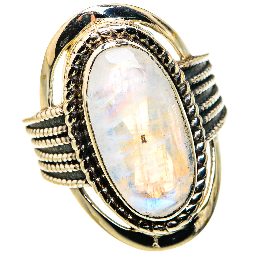 Rainbow Moonstone Rings handcrafted by Ana Silver Co - RING127406 - Photo 2