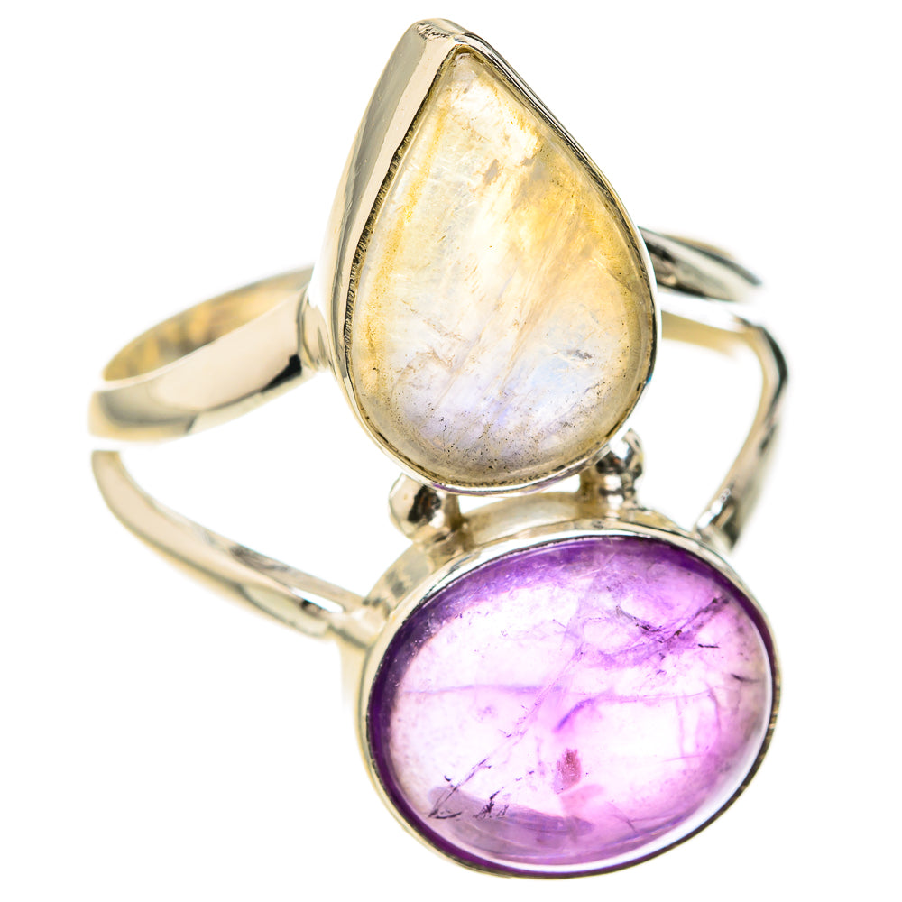 Rainbow Moonstone Rings handcrafted by Ana Silver Co - RING127418 - Photo 2