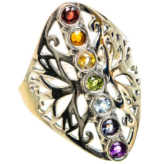 Multi-Stone Rainbow Chakra Rings handcrafted by Ana Silver Co - RING127421 - Photo 2