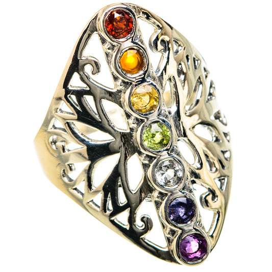 Multi-Stone Rainbow Chakra Rings handcrafted by Ana Silver Co - RING127439 - Photo 2
