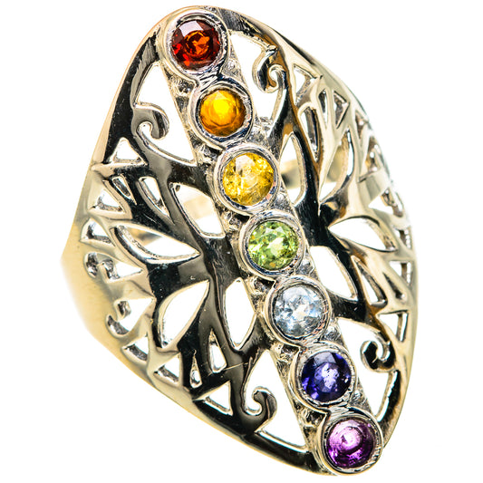 Multi-Stone Rainbow Chakra Rings handcrafted by Ana Silver Co - RING127456 - Photo 2